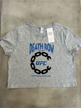 Crooks & Castles Death Row Records UFC Cropped T-Shirt Grey Size XL NWT